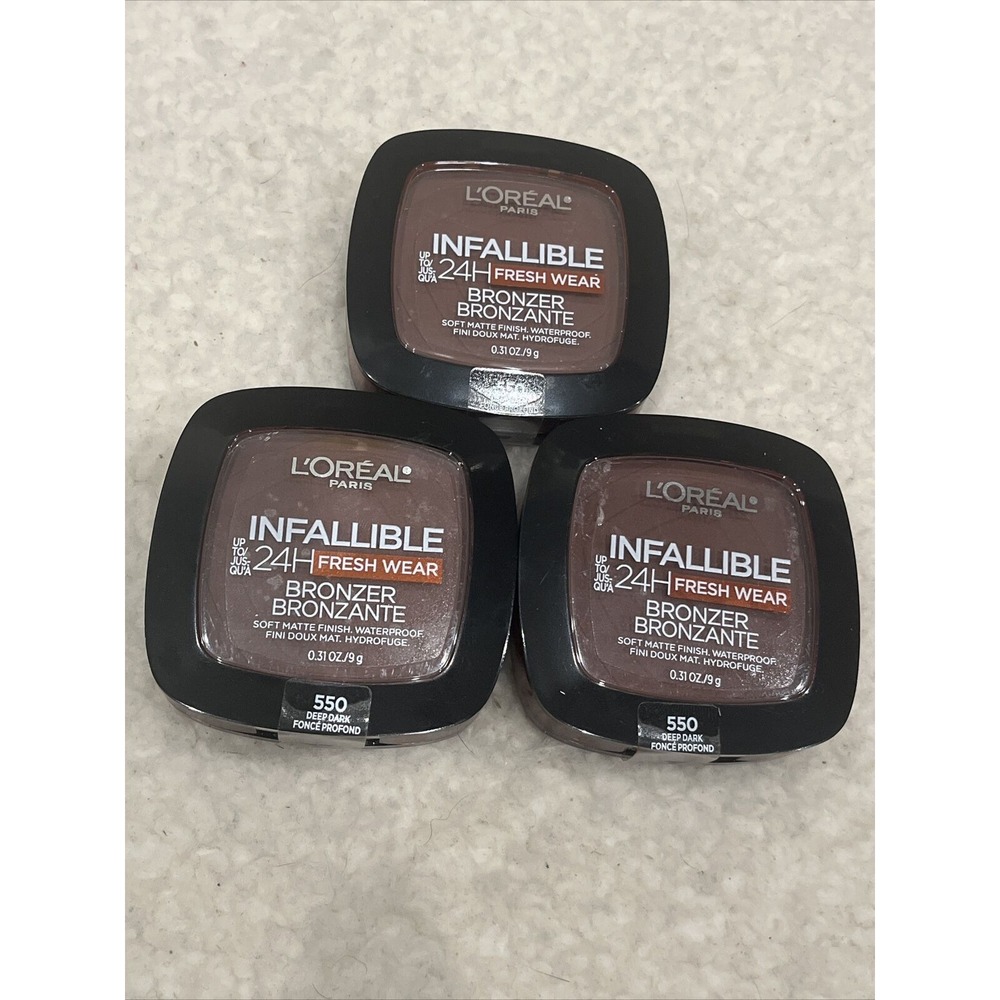 3 Pack Loreal Infallible 24H Fresh Wear Bronzer Bronzanite #550 Deep Dark